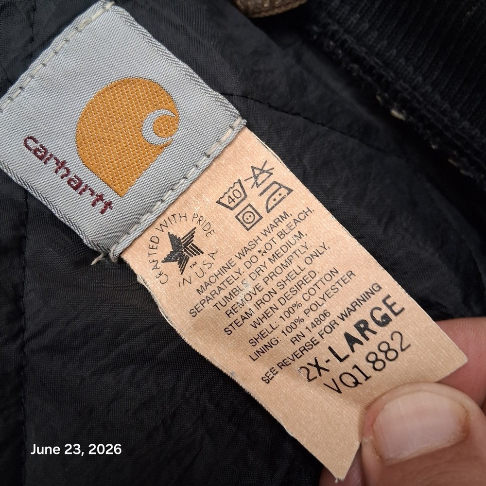 Vintage Carhartt Canvas Work Vest Size 2XL Brown VQ1882 Made in USA 1998 - Picture 10 of 12